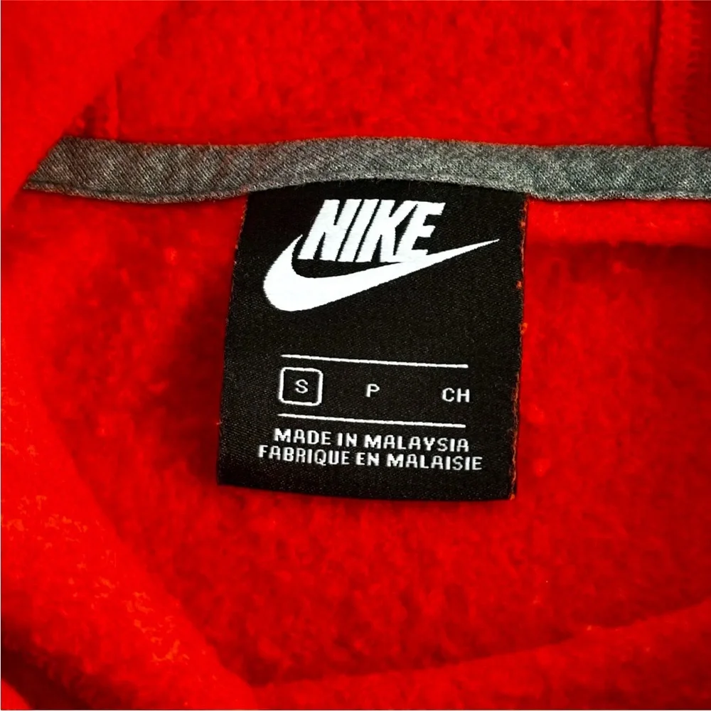 Nike Red Hoodie Dress Tunic Metallic Gold Swoosh Warm Fleece Lined